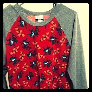 3/4 sleeve blue jay print